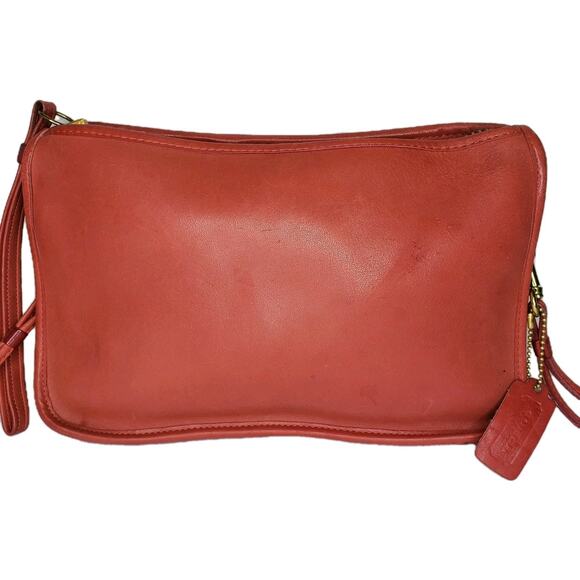 Vintage Coach NYC Bonnie Cashin Shoulder Bag Clutch 9455 RED Anchor Brass - Picture 1 of 16